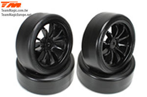 TEAM MAGIC 10-Spoke Mounted DRIFT Tyre black E4D #TM503333BK