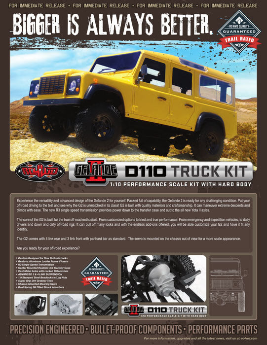 RC4WD Gelande II D110 Truck Kit With Hard Body – RcRaceControl
