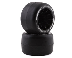 Team Powers F1 Pre-Mounted Rear Rubber Tires (Black) (2) (34R) #TPRFPGF1BR