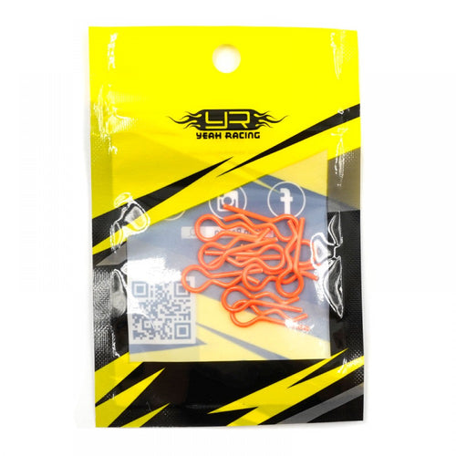 YEAH RACING RC BODY CLIP FOR 1/8 1/10 1/12 10PCS FLORESCENT ORANGE #YA-0594OR