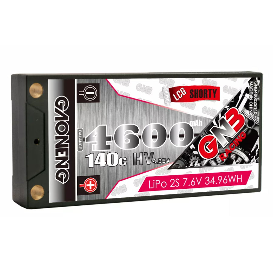 GAONENG GNB 4600 2S 7.6V 140C HV Hardcase SHORTY GNB LiHV Battery With 5.0mm Bullet #GNB4600