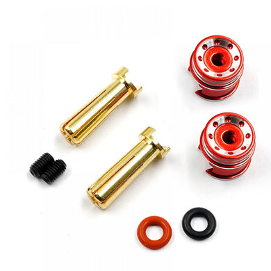 Aluminum 5mm Bullet Plug w/Grips RED #WPT-0160RD