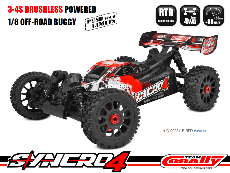 Team Corally - SYNCRO-4 - RTR - Red - Brushless Power 3-4S - No Battery - No Charger #C-00287-R