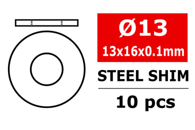 Team Corally - Steel Metric Shim - 13x16x0,1mm - 10 pcs #C-3301-13-16-01