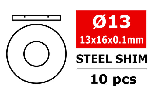 Team Corally - Steel Metric Shim - 13x16x0,1mm - 10 pcs #C-3301-13-16-01