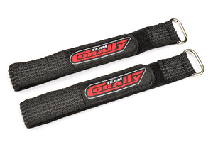 Team Corally - Pro Battery Straps - 250x20mm - Metal Buckle - Silicone Anti-Slip Strings - Black - 2 pcs #C-50530