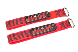 Team Corally - Pro Battery Straps - 250x20mm - Metal Buckle - Silicone Anti-Slip Strings - Red - 2 pcs #C-50531