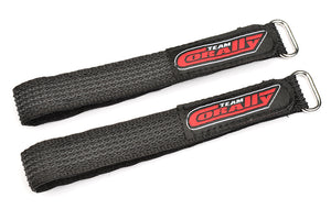 Team Corally - Pro Battery Straps - 300x20mm - Metal Buckle - Silicone Anti-Slip Strings - Black - 2 pcs #C-50535