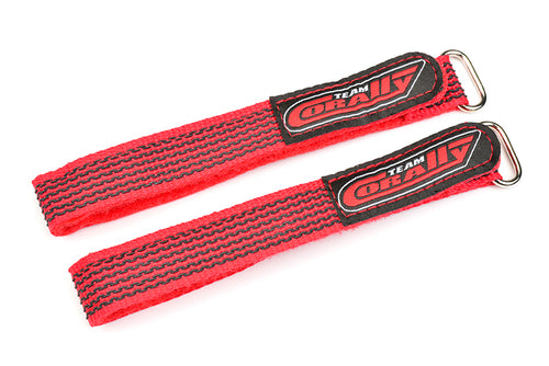 Team Corally - Pro Battery Straps - 300x20mm - Metal Buckle - Silicone Anti-Slip Strings - Red - 2 pcs #C-50536