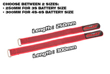 Team Corally - Pro Battery Straps - 300x20mm - Metal Buckle - Silicone Anti-Slip Strings - Red - 2 pcs #C-50536