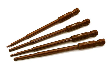 4pcs Hex Tip Metric Set w/ 1/4 Inch Adapter (1.5, 2, 2.5, 3mm) #C23301