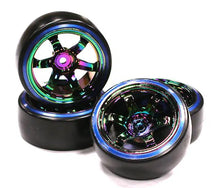 Rainbow Color 6 Spoke Wheel w/ Outer Ring + Drift Tire (4) Set (O.D.=62mm) #C23626
