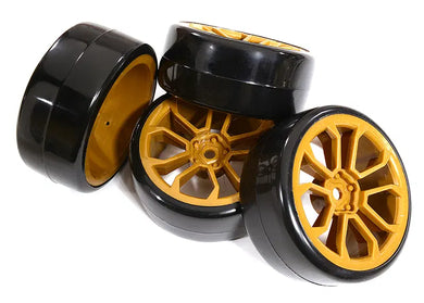 10 Spoke Complete Wheel & Tire Set (4) for Drift Racing (O.D.=62mm) #C30875