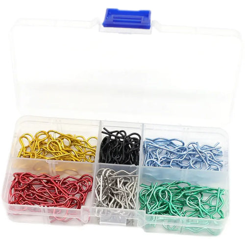 Assorted Bent-Up 1/10 Color Body Clips w/ Carrying Box #C31189