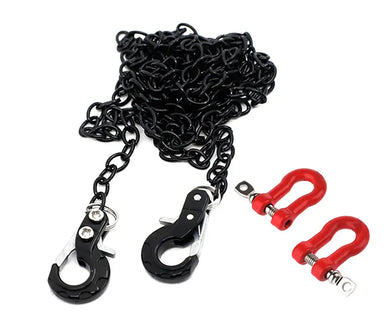 INTEGY Realistic 1/10 Size Drag Chain & Tow Hooks w/Bow Shackle for 1/10 Scale Off-Road #C31763