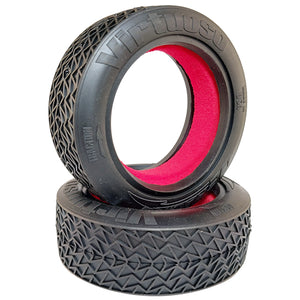 DERACING Virtuoso 2.2 Buggy Front Tires / Clay Compound / With Inserts #DER-VRF-C1