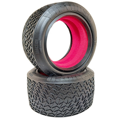 DERACING Virtuoso 2.2 Buggy Rear Tires / Clay Compound / With Inserts #DER-VRR-C1