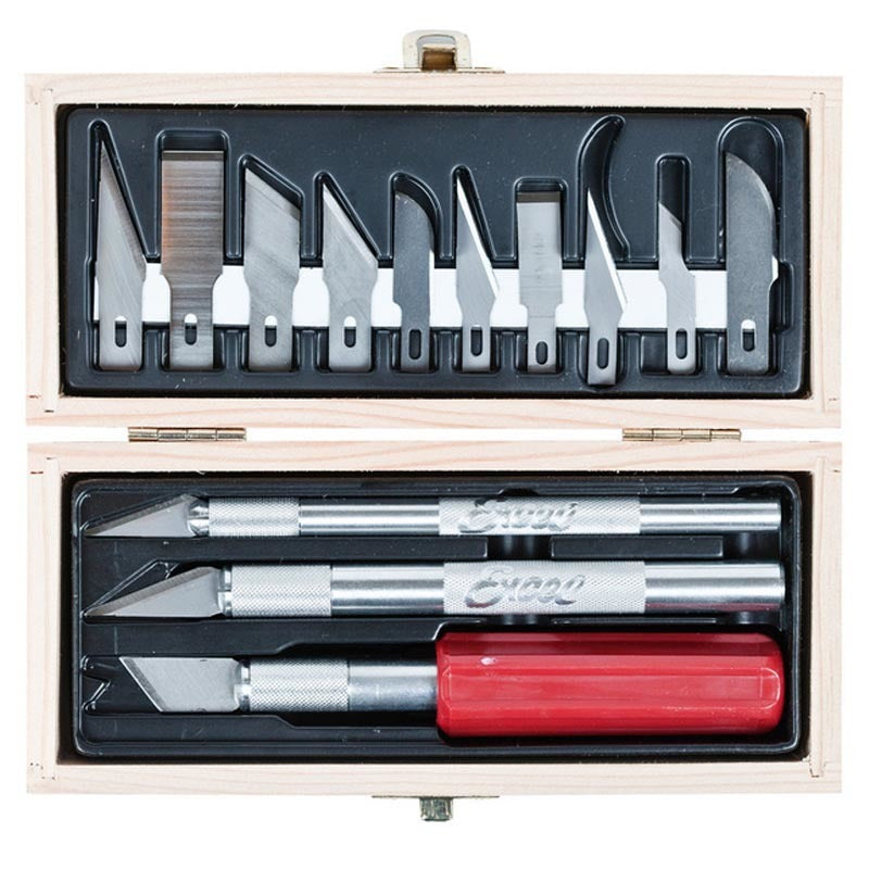 EXCEL 44282 HOBBY KNIFE SET - WOODEN BOX #EXL44282