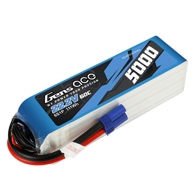 Gens Ace 6S 5000mAh 22.2V 60C Soft Case LiPo Battery (EC5) #GEA6S500060E5 (PRICED TO CLEAR)