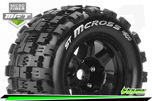 LOUISE MFT 1/8 ST-MCROSS STADIUM TRUCK TIRE SPORT / 0 OFFSET BLACK RIM HEX 17mm / MOUNTED #LT3327B