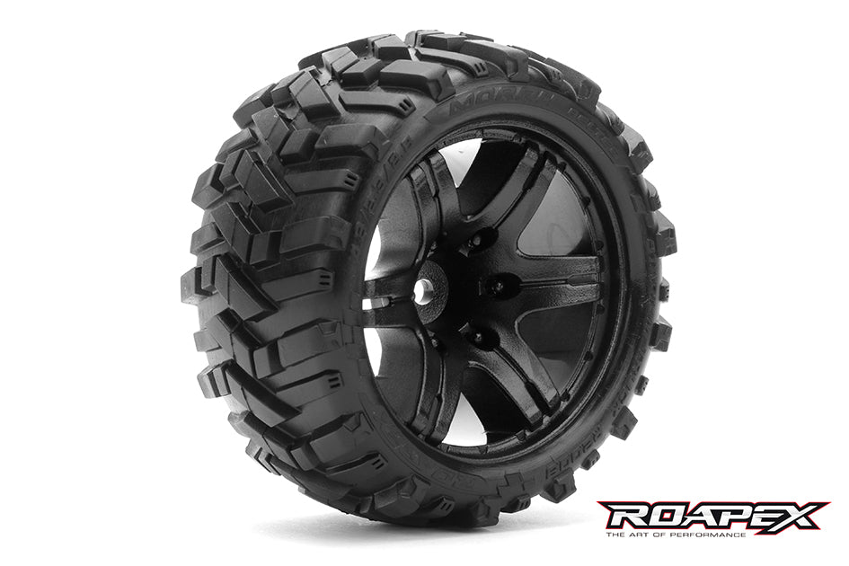 MORPH BELTED 1/10 STADIUM TRUCK TIRE BLACK WHEEL 0 OFFSET 12mm HEX MOUNTED #R2008-B0