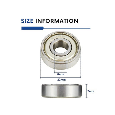 RC RACE CONTROL 10Pcs Metal Double Shielded Miniature Deep Groove Ball Bearings 8mm X 22mm X 7mm 608ZZ  #10Pcs608ZZ