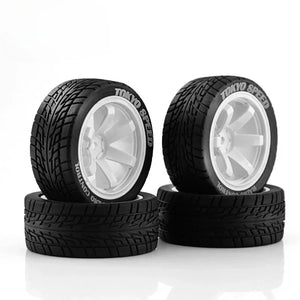 RED SPIDER RC 1/10 RC Rally Racing Wheels Tires On Road Car Rubber Tyres 12mm HeX #REDSPIDERTWW