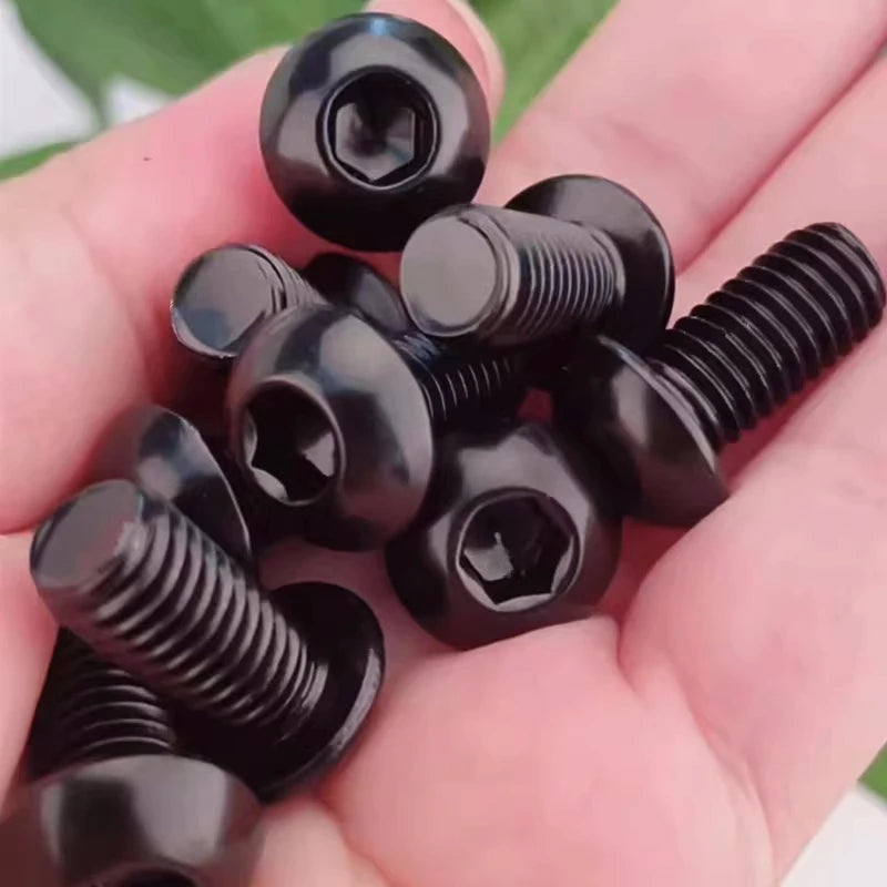 10PCS M2 X 4 Black 304 Stainless Steel Round Pan Head Hex Socket Allen Screws Button Head Hexagon Bolt #M2X4BUT