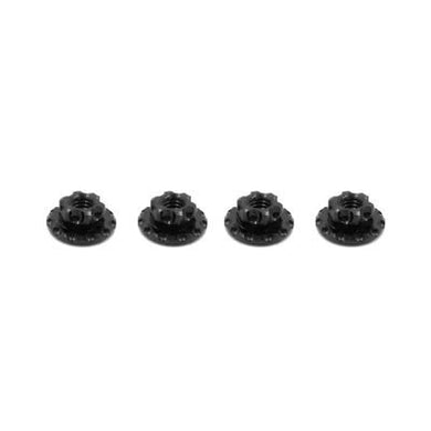 TWORKS Alum large-contact serrated flanged nut Black M4 (4pcs.) #TA-094-BK