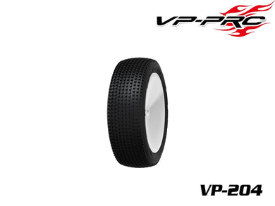 VP PRO VP-204 Turbo Trax Evo M4 Premounted White Rim, 1/10 Buggy 2WD Front Tire 2pcs #VP-204U-M4-RW