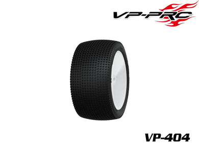 VP-404 Turbo Trax Evo M4 Premounted White Rim, 1/10 Buggy 2WD and 4WD Rear Tire 2pcs #VP-404U-M4-RW