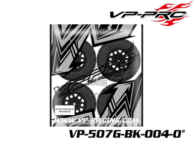 VP PRO VP-507G-BK-004 Short Coarse Recreational Premounted Tire, 0 offset 12mm Hex Rim 4pcs #VP-507G-BK-004-O