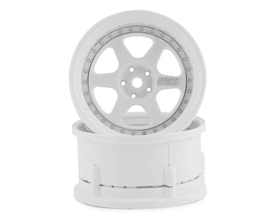 DS Racing Drift Element 6 Spoke Drift Wheels (Triple White w/Silver Rivets) (2) (Adjustable Offset) w/12mm Hex #DSC-DE-203