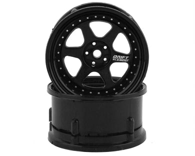 DS Racing Drift Element 6 Spoke Drift Wheels (Triple Black w/Silver Rivets) (2) (Adjustable Offset) w/12mm Hex #DSC-DE-206