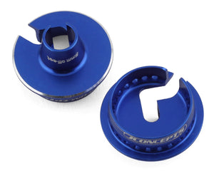 JConcepts Team Associated Fin Aluminum 13mm Shock Spring Cups (Blue) (5mm Offset) #2703-1