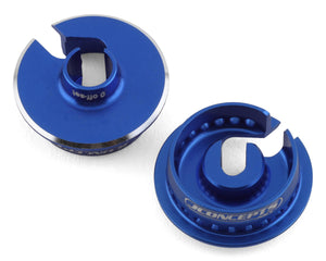 JConcepts Team Associated Fin Aluminum 13mm Shock Spring Cups (Blue) (0mm Offset) #2721-1