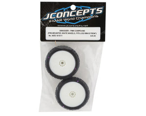 JConcepts Mini-B Swagger Pre-Mounted Front Tires (White) (2) (Pink) #JCO4003-101011