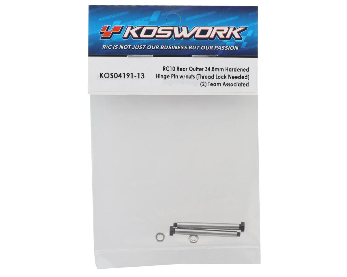 Koswork RC10 34.8mm Hardened Steel Rear Outer Hinge Pin (2) w/Low Prof ...