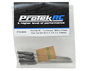 ProTek RC "TruTorque" Metric 1/4" Power Drill Tip Set (4) (1.5, 2.0, 2.5, 3.0mm) #PTK-8243