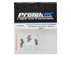 ProTek RC Aluminum Ball Stud Washer Set (Black) (12) (0.5mm, 1.0mm & 2.0mm) #PTK-8370