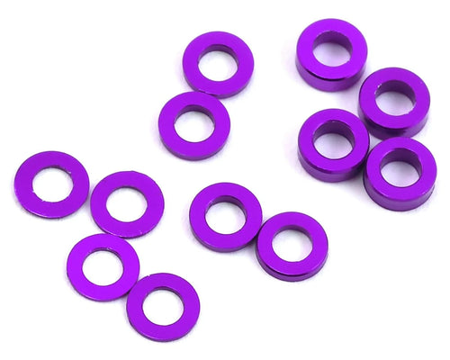 ProTek RC Aluminum Ball Stud Washer Set (Purple) (12) (0.5mm, 1.0mm & 2.0mm) #PTK-8374