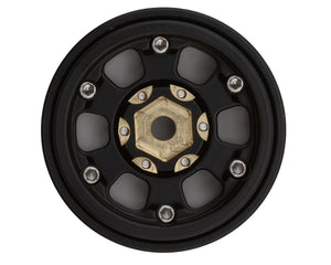 Treal Hobby Type B 1.0" 6-Spoke Brass Beadlock Wheels (Black) (4) (38.7g) #TLHTSCX24-111