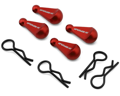 UpGrade RC 1/10 Body Clips with Aluminum Pull Handles (Red) (4) #UPG-13000