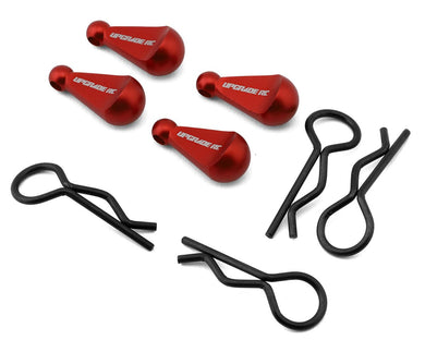 UpGrade RC 1/8 Body Clips with Aluminum Pull Handles (Red) (4) #UPG-13004