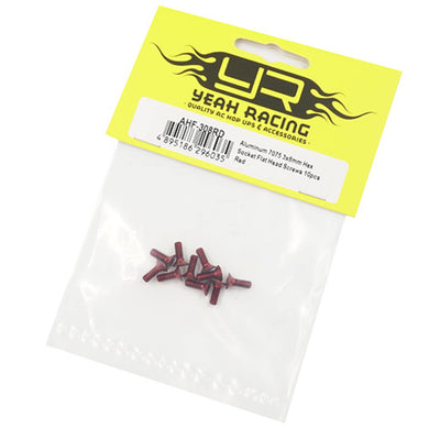 ALUMINUM 7075 3X8MM HEX SOCKET FLAT HEAD SCREWS 10PCS RED #AHF-308RD