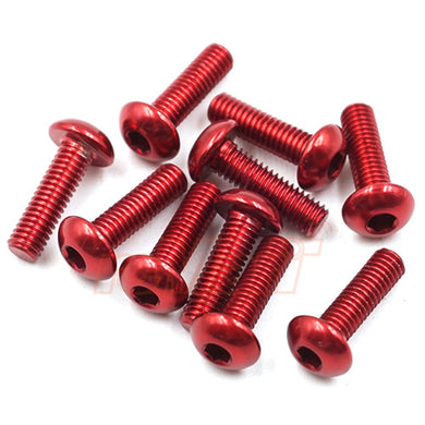 ALUMINUM 7075 3X10MM HEX SOCKET BUTTON HEAD SCREWS 10PCS RED #AHP-310RD