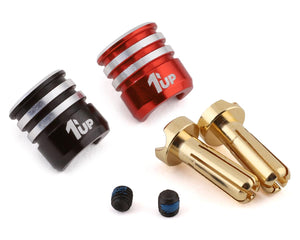 1UP Racing Heatsink Bullet Plug Grips w/4mm Bullets (Black/Red)  #1UP190435