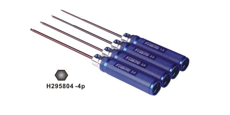 HSP Blue Aluminium 1.5,2.0,2.5,3.0mm Ball Hex Driver Set 4Pcs