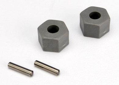 TRAXXAS Wheel hubs, hex (tall offset, Rustler/Stampede front) (2)/ axle pins (2.5x10mm) (2) #3654