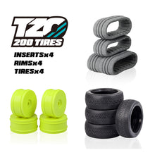 TZO 401 Set Non-Glued (Tires+Inserts+Rims), Yellow Rims, Soft #TZ401S-Y-N